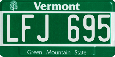 VT license plate LFJ695