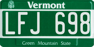 VT license plate LFJ698