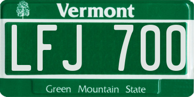 VT license plate LFJ700
