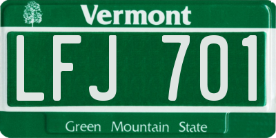VT license plate LFJ701