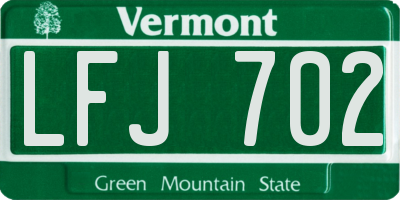 VT license plate LFJ702
