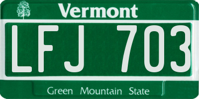 VT license plate LFJ703
