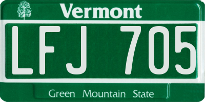 VT license plate LFJ705