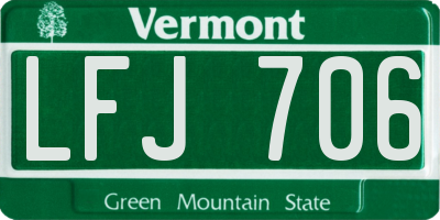 VT license plate LFJ706