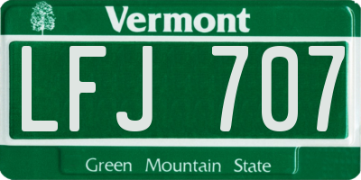 VT license plate LFJ707