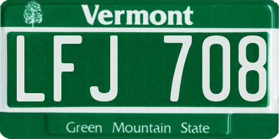 VT license plate LFJ708