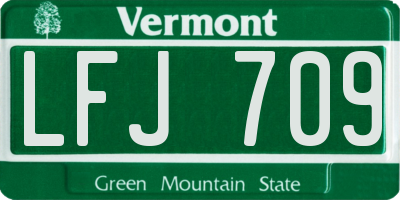 VT license plate LFJ709