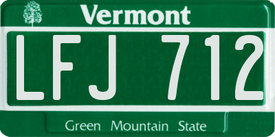 VT license plate LFJ712