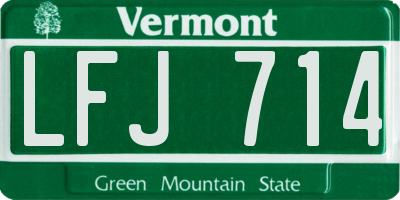 VT license plate LFJ714