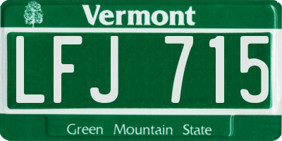 VT license plate LFJ715