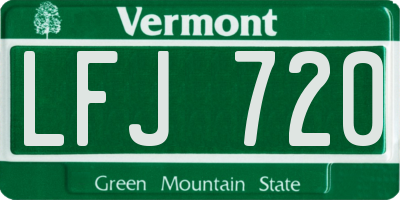 VT license plate LFJ720