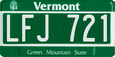 VT license plate LFJ721