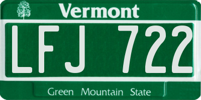 VT license plate LFJ722