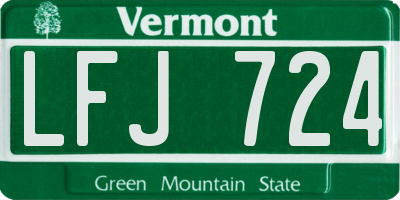 VT license plate LFJ724