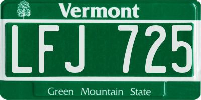 VT license plate LFJ725