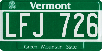 VT license plate LFJ726