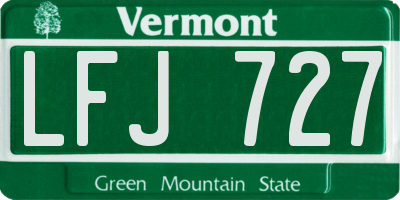 VT license plate LFJ727