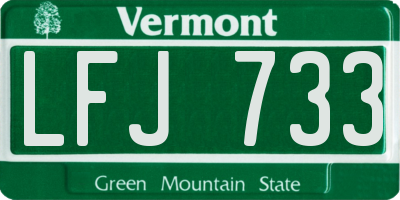 VT license plate LFJ733