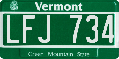 VT license plate LFJ734
