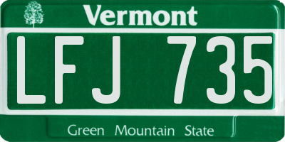 VT license plate LFJ735