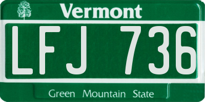 VT license plate LFJ736