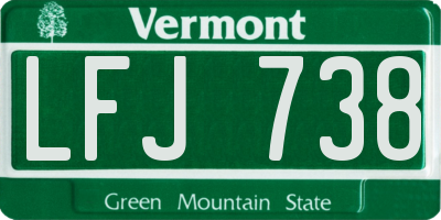 VT license plate LFJ738