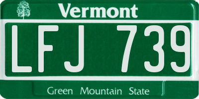 VT license plate LFJ739
