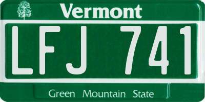 VT license plate LFJ741