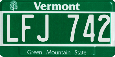 VT license plate LFJ742