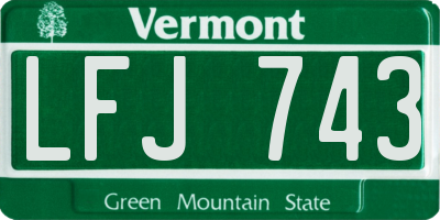 VT license plate LFJ743