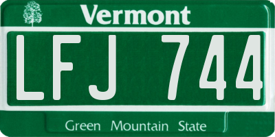 VT license plate LFJ744