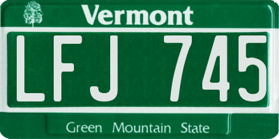 VT license plate LFJ745