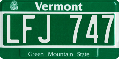 VT license plate LFJ747