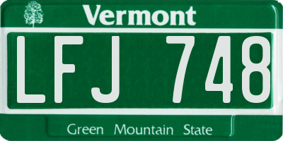 VT license plate LFJ748