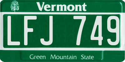 VT license plate LFJ749