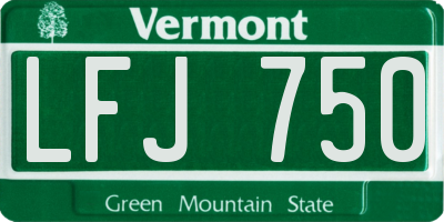VT license plate LFJ750