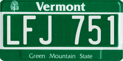 VT license plate LFJ751