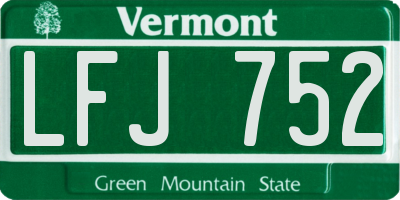 VT license plate LFJ752