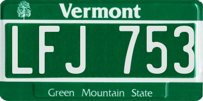 VT license plate LFJ753