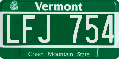 VT license plate LFJ754
