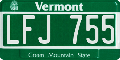 VT license plate LFJ755