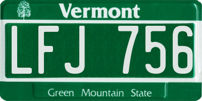 VT license plate LFJ756