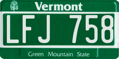 VT license plate LFJ758