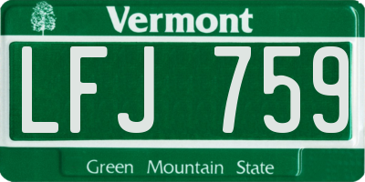 VT license plate LFJ759