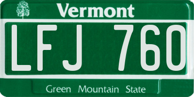 VT license plate LFJ760