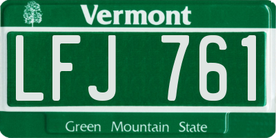 VT license plate LFJ761