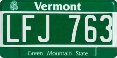 VT license plate LFJ763