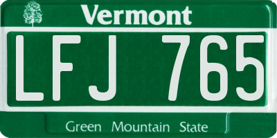 VT license plate LFJ765