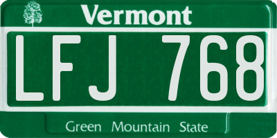 VT license plate LFJ768