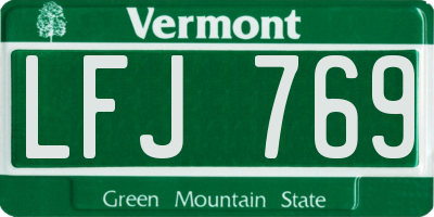 VT license plate LFJ769